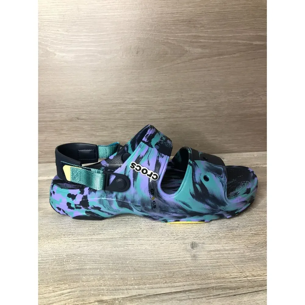 Crocs All Terrain Marbled Sandal Mens Size 14 Purple Green Blue 207888-4HQ